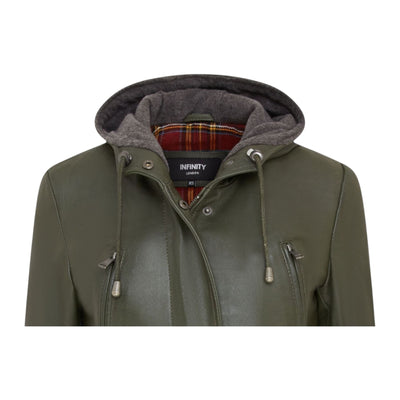 Giacca parka con cappuccio in pelle da donna - Bucarest