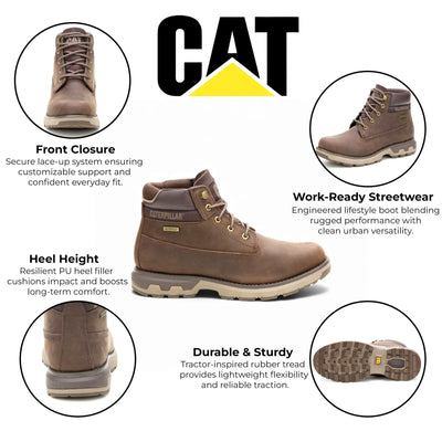 Caterpillar (CAT) Men's Pursue Dark Brown Leather Everyday Work Hiking Ankle Boots