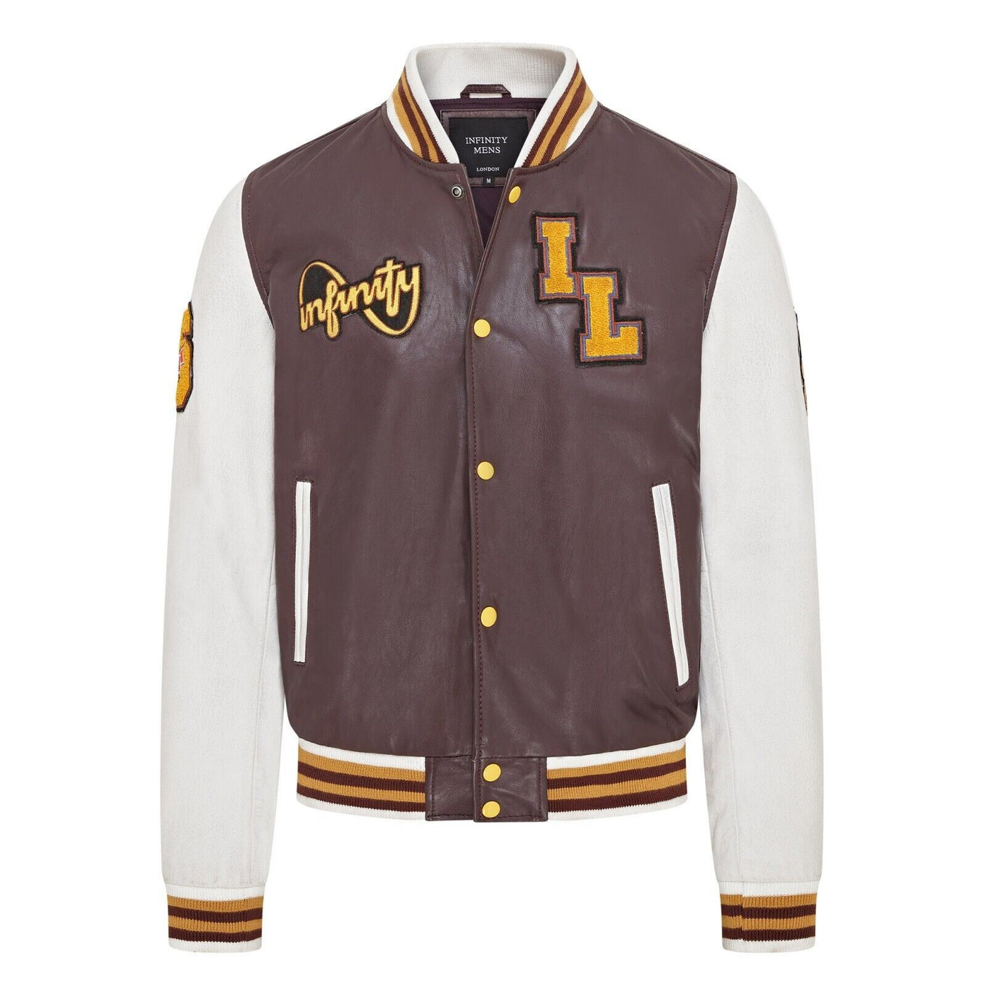 Mens Baseball Leather Letterman Bomber Jacket - Ashwood