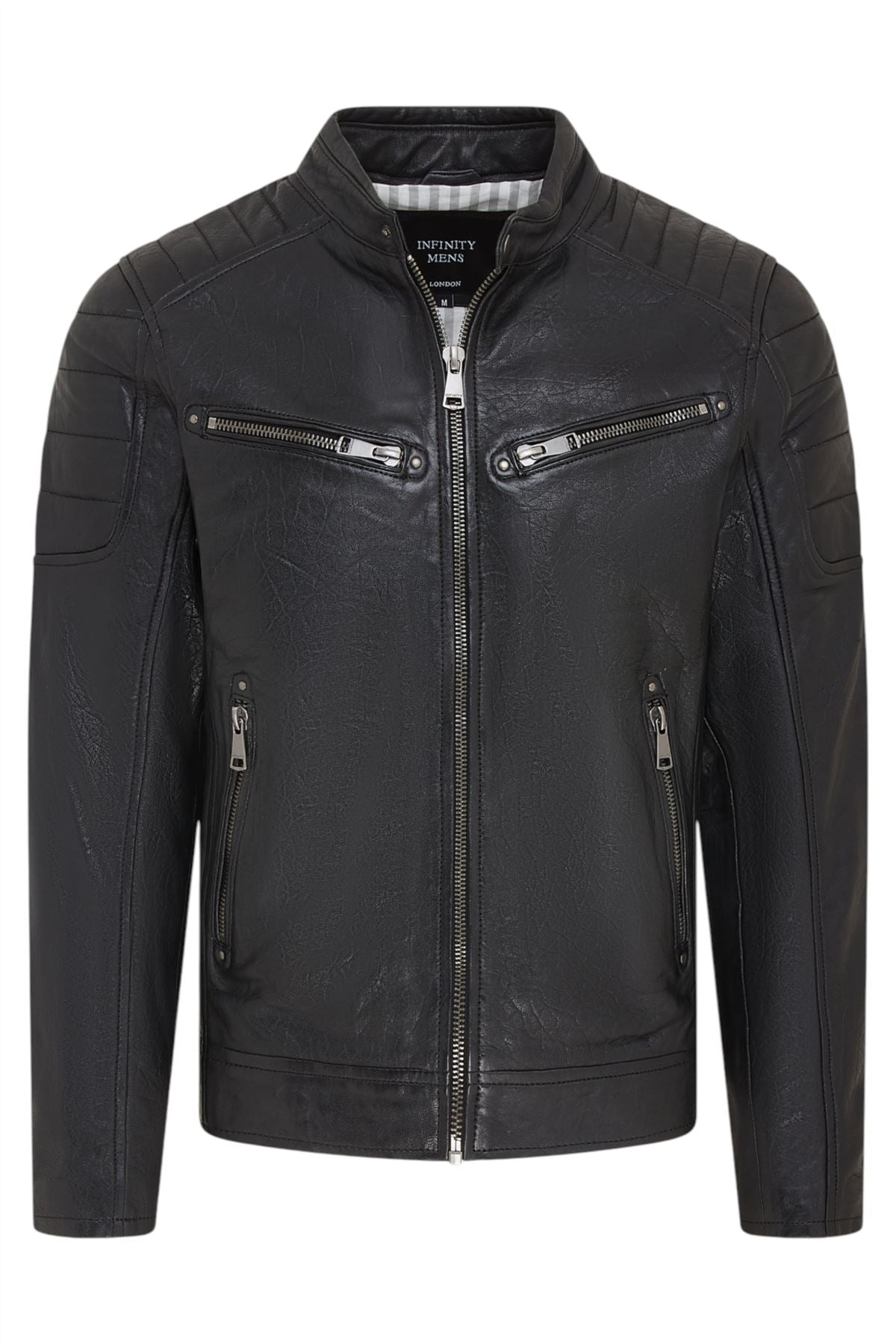 Men's Modern Classic Leather Quilted Biker Jacket - Derry