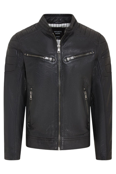 Men's Modern Classic Leather Quilted Biker Jacket - Derry