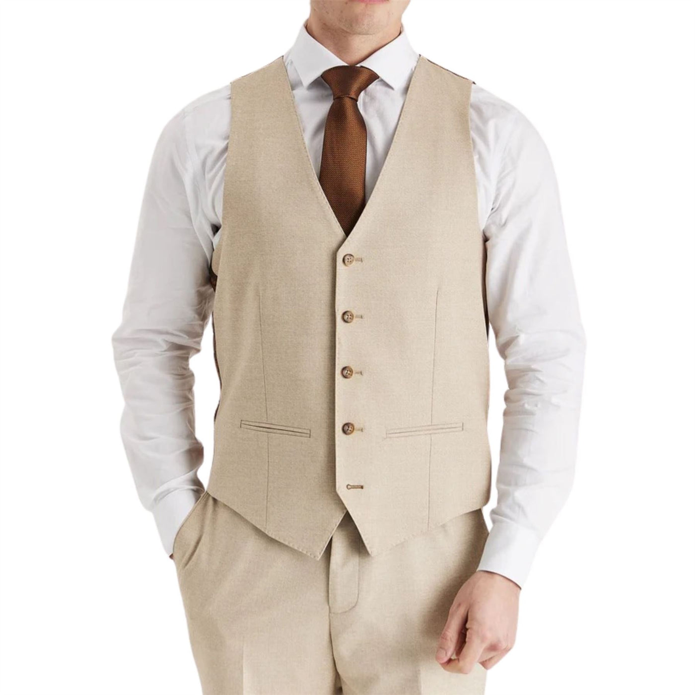 Men's Beige Lightweight Summer Wedding Party Waistcoat