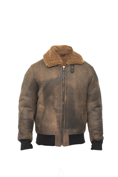 Mens Antique Sheepskin Bomber Jacket-Hounslow