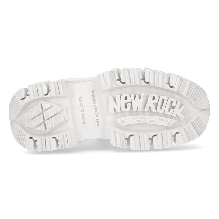 New Rock Unisex White Leather Gothic Punk Boots- M-TANK106-C1 