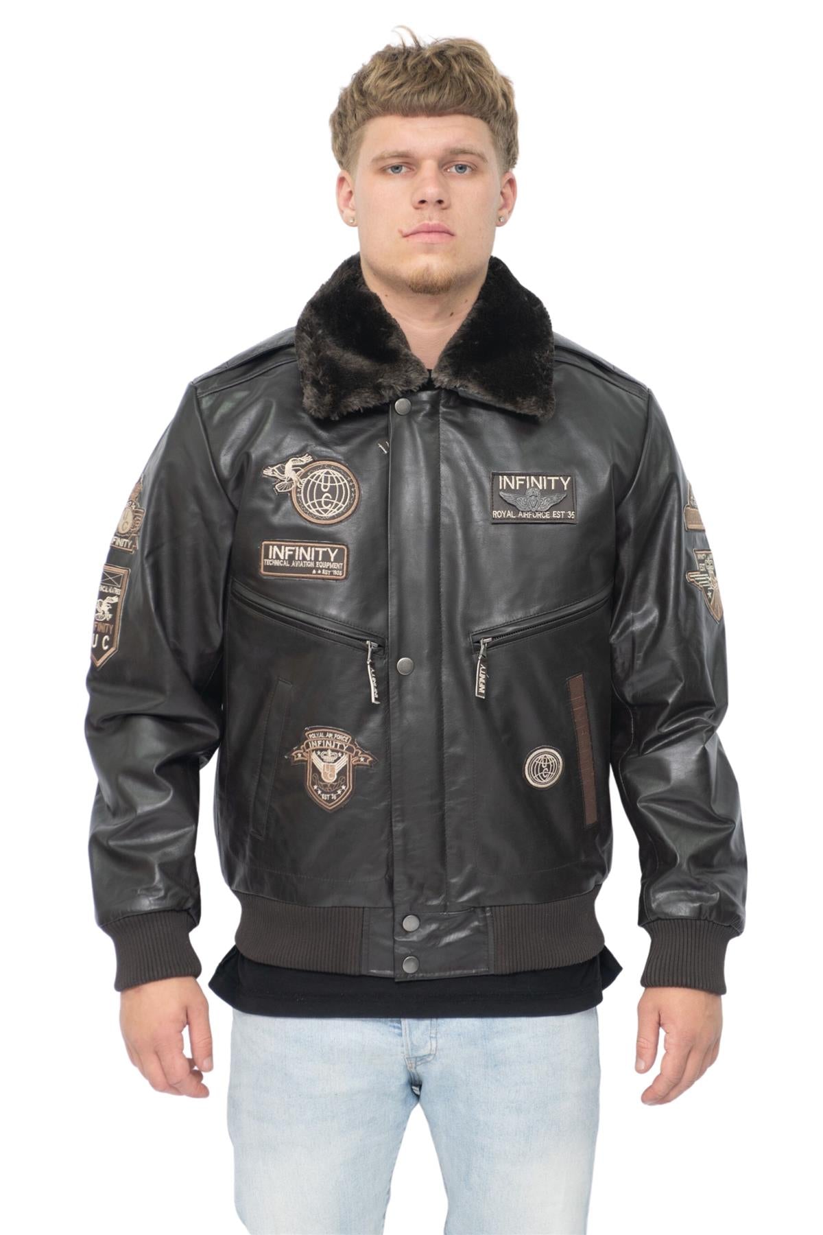 Mens Leather US Air Force Bomber Jacket-Wellington