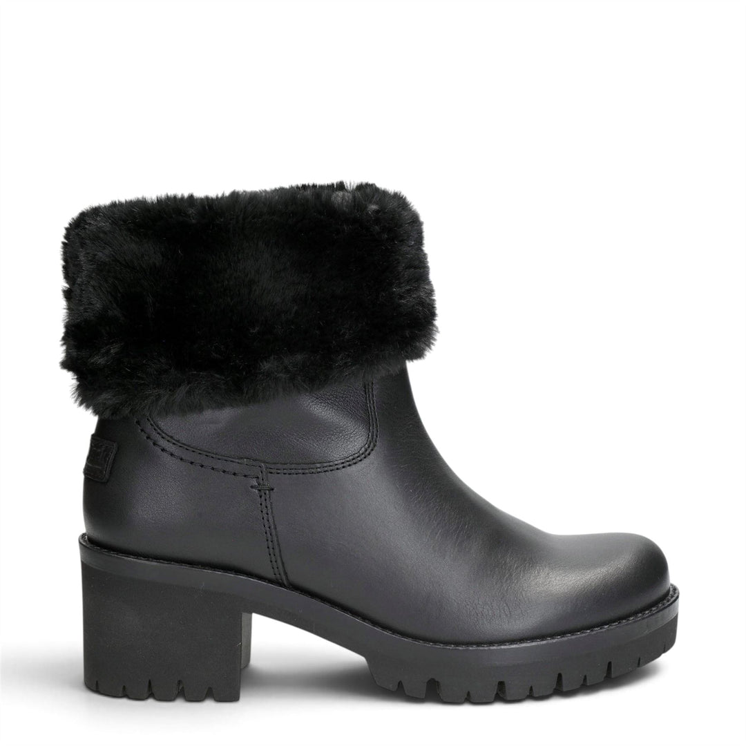 Panama Jack Women's Black Leather Waterproof Warm Heeled Boots