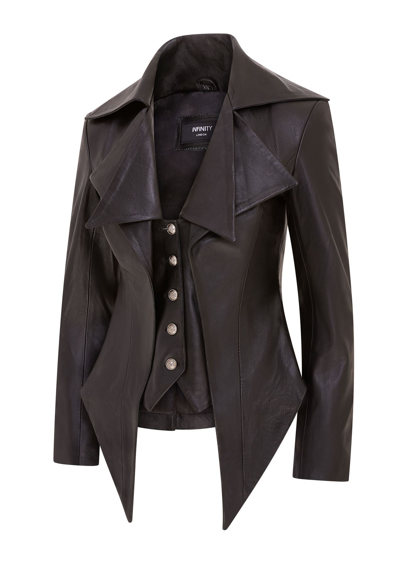 Womens Gothic Mid-Length Edwardian Leather Jacket - Sandvika