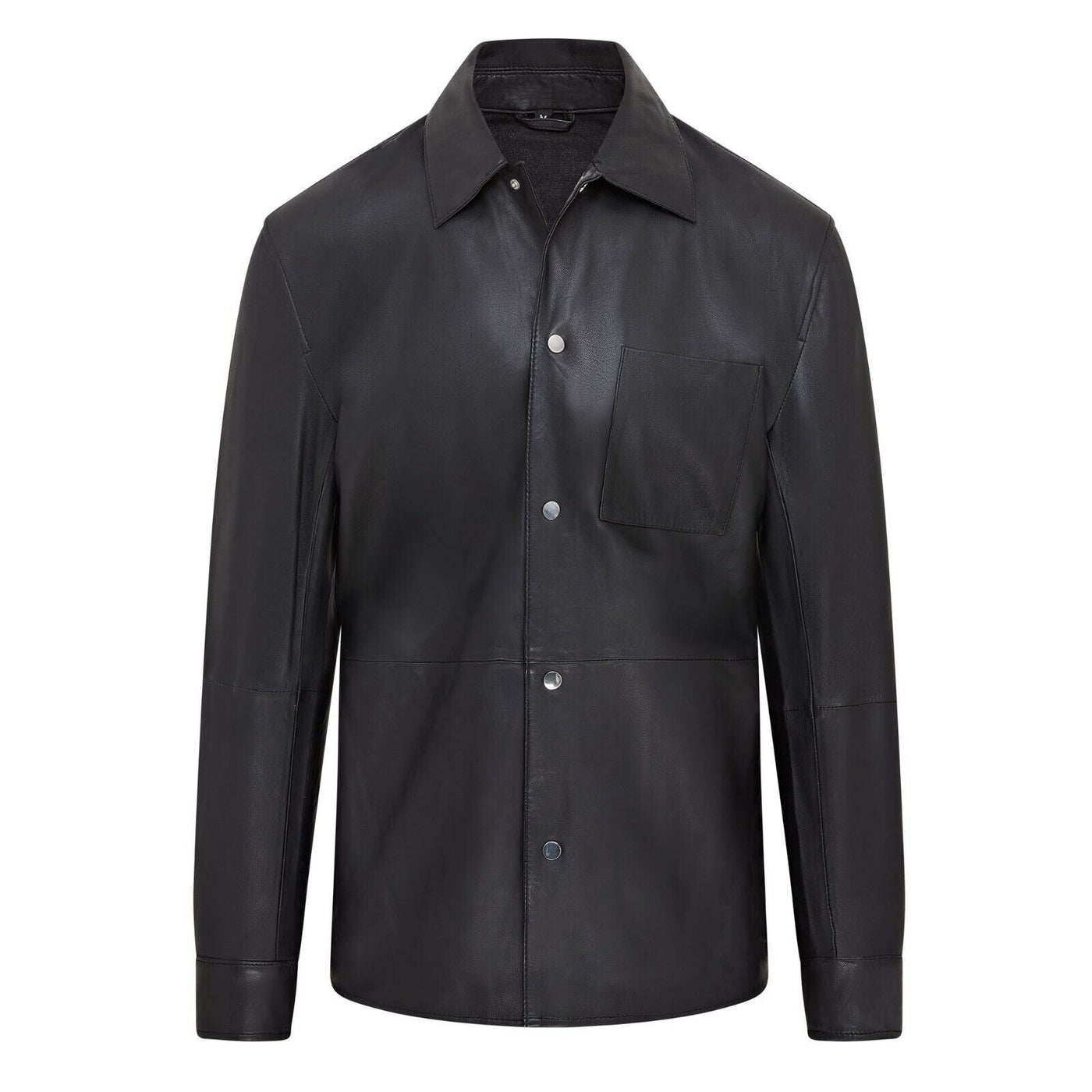 Mens Black Leather Trucker Western Unlined Shirt Jacket - Abilene