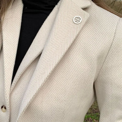Women's Cream Tailored Fit Wool Blend Tweed Blazer