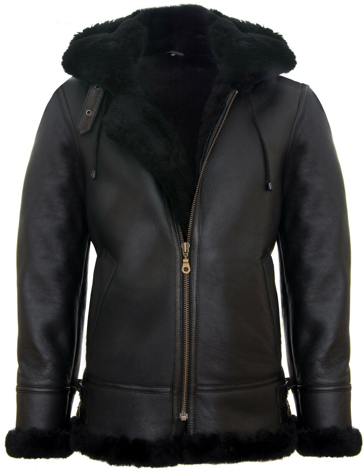 Mens Hooded Sheepskin Leather B3 Flying Jacket-Columbus