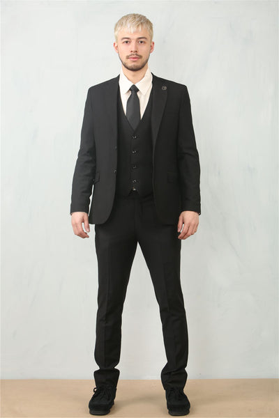 Men's Black 3 Piece Formal Classic Prom Suit Workwear