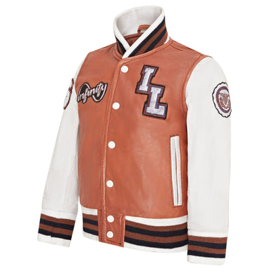 Kids Letterman Leather Varsity College Bomber Jacket 3-13 yrs