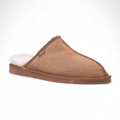 Men's Genuine Sheepskin Chestnut Suede Mule Winter Warm Non-Slip - Highland