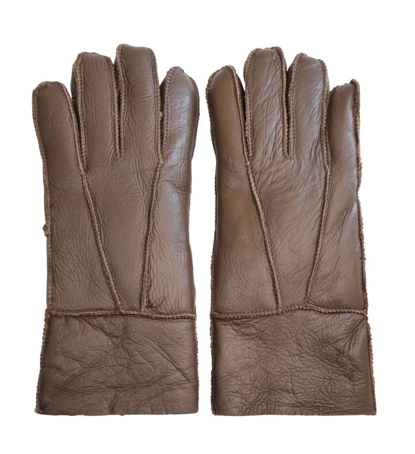 Unisex Sheepskin Leather Gloves with Roll Up/Down Cuff