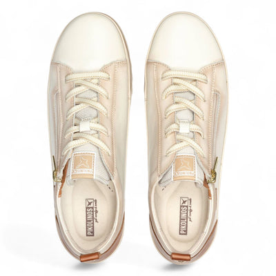 Pikolinos Women’s Nata White Leather Laces & Zipper Trainers - Vigo