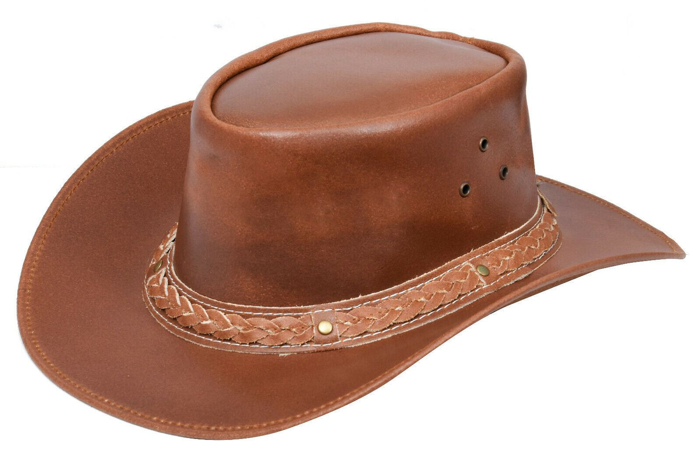 Cappello Bush In Pelle Per Cowboy Cappello Da Cowboy Australiano In Pelle - Cappello Da Bush 4 Taglie E 4 Colori, Unisex Cappello Western Uomo - Foto 3