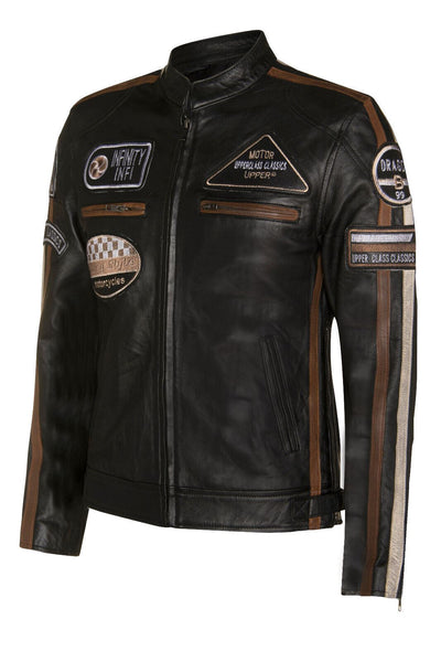Mens Racing Leather Biker Jacket-Portland