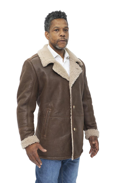 Mens Classic Sheepskin Leather Crombie Jacket-Kimberley