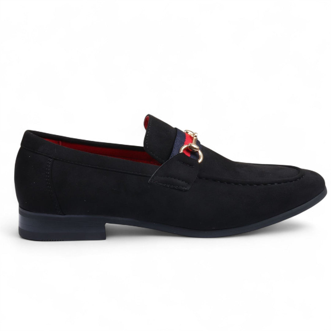 Men's Suede Loafers with Gold Buckle Slip-On Dress Shoes – Infinity Leather