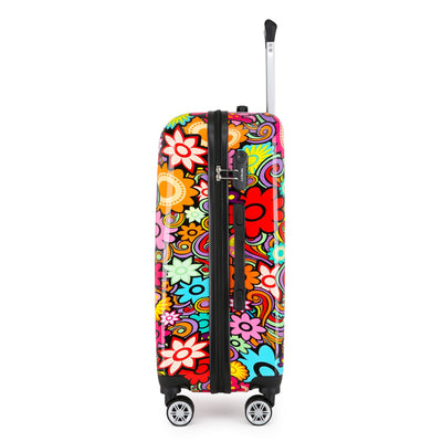 Hardside Shell Suitcase Set Printed Luggage Lightweight Cabin Travel Bag