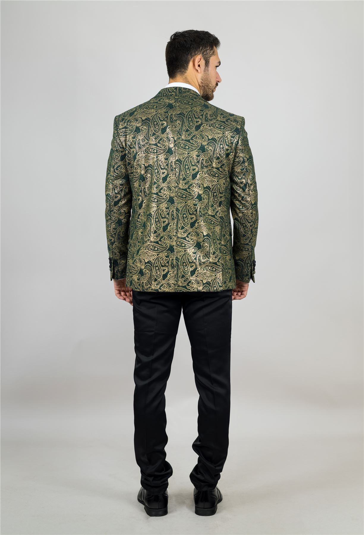 Men's 4 Piece Green Paisley Wedding Suit Tailor Fit