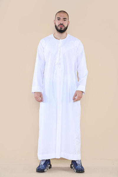 Mens Thobe Jubba Saudi Islamic Arab Eid Emirati Kaftan Jubbah Tassel Robe