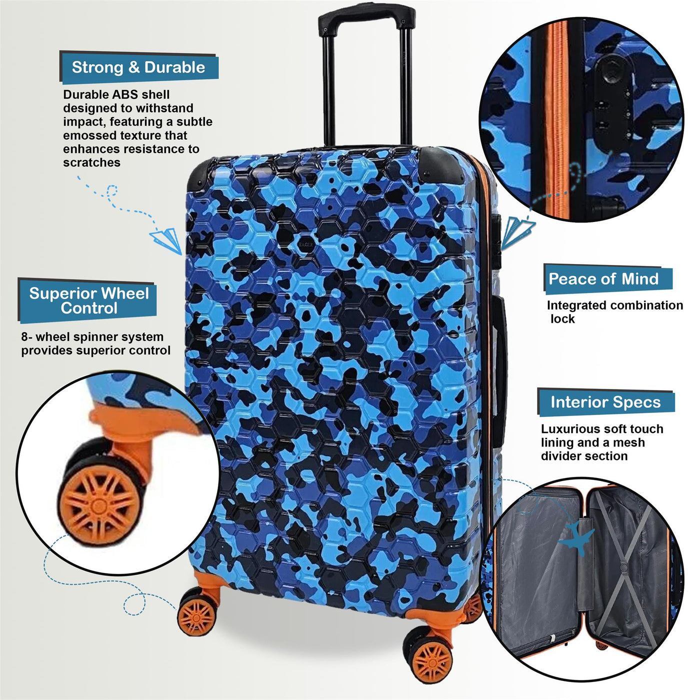 Hardshell Camo Robust ABS Suitcase Set