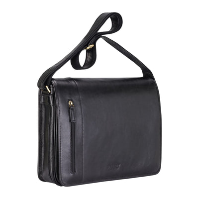 Genuine Leather Laptop Satchel Messenger Shoulder Bag - Astor