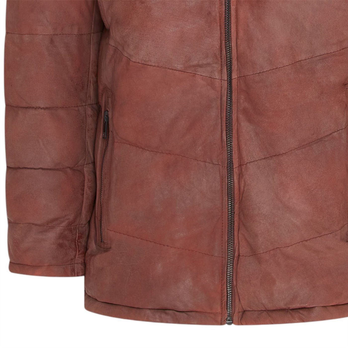 Men's Leather Quilted Jacket Hooded Puffer Winter Coat - Olyic