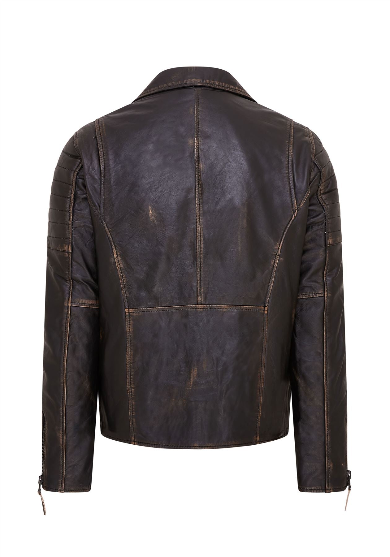 Mens Brando Double Cross Zip Leather Biker Jacket- Fagernes