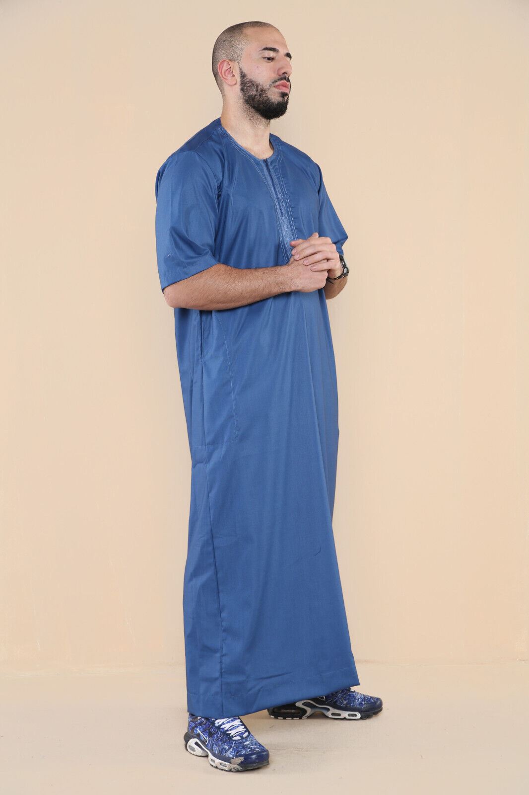 Mens Thobe Jubba Islamic Arab Moroccan Saudi Zipped Kaftan Arab Robe