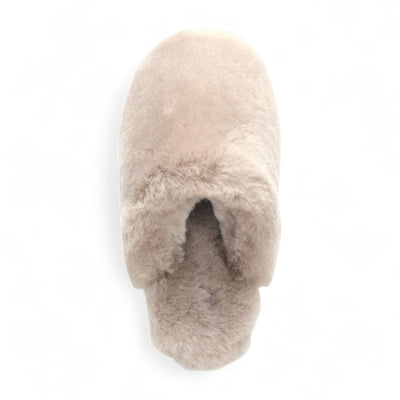 Women's Sheepskin Slippers Taupe Warm Winter Fur Mule - Aurora