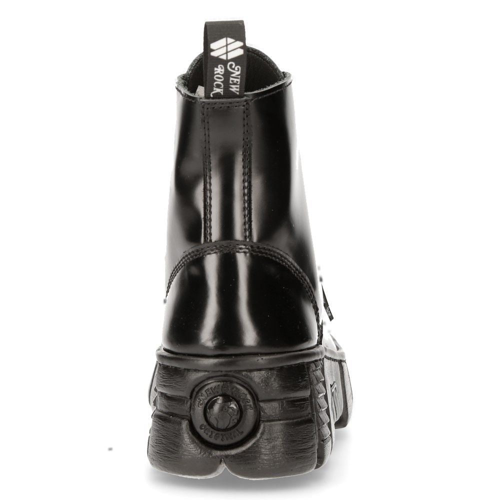 New Rock Leather Gothic Biker Ankle Boots- M-WALL005N-C6