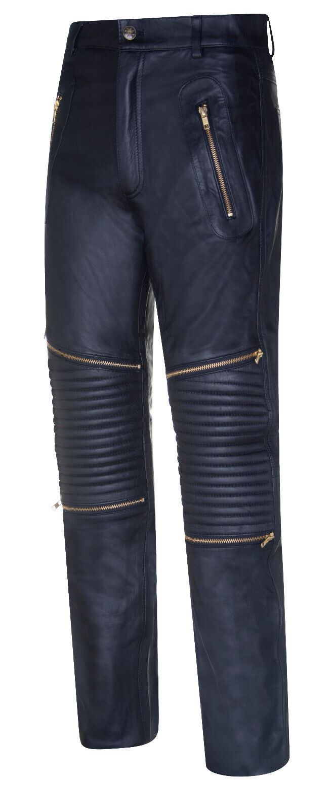 Mens Leather Zip Jeans-Ancona