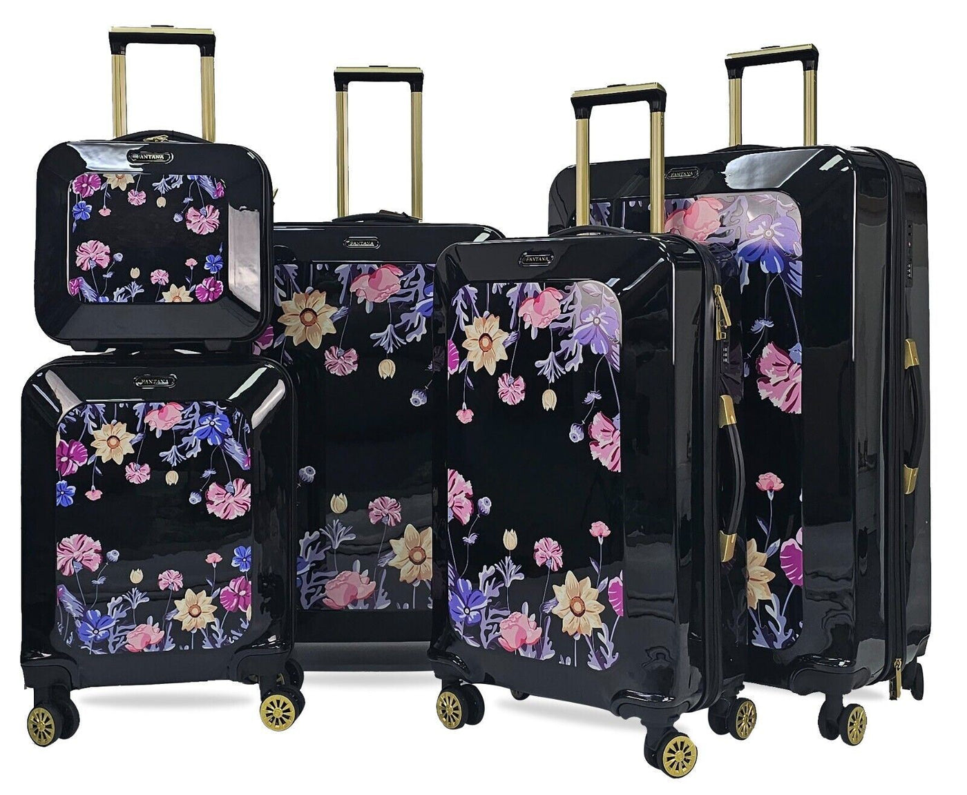 Hard Shell Flower Print Suitcase Luggage Set