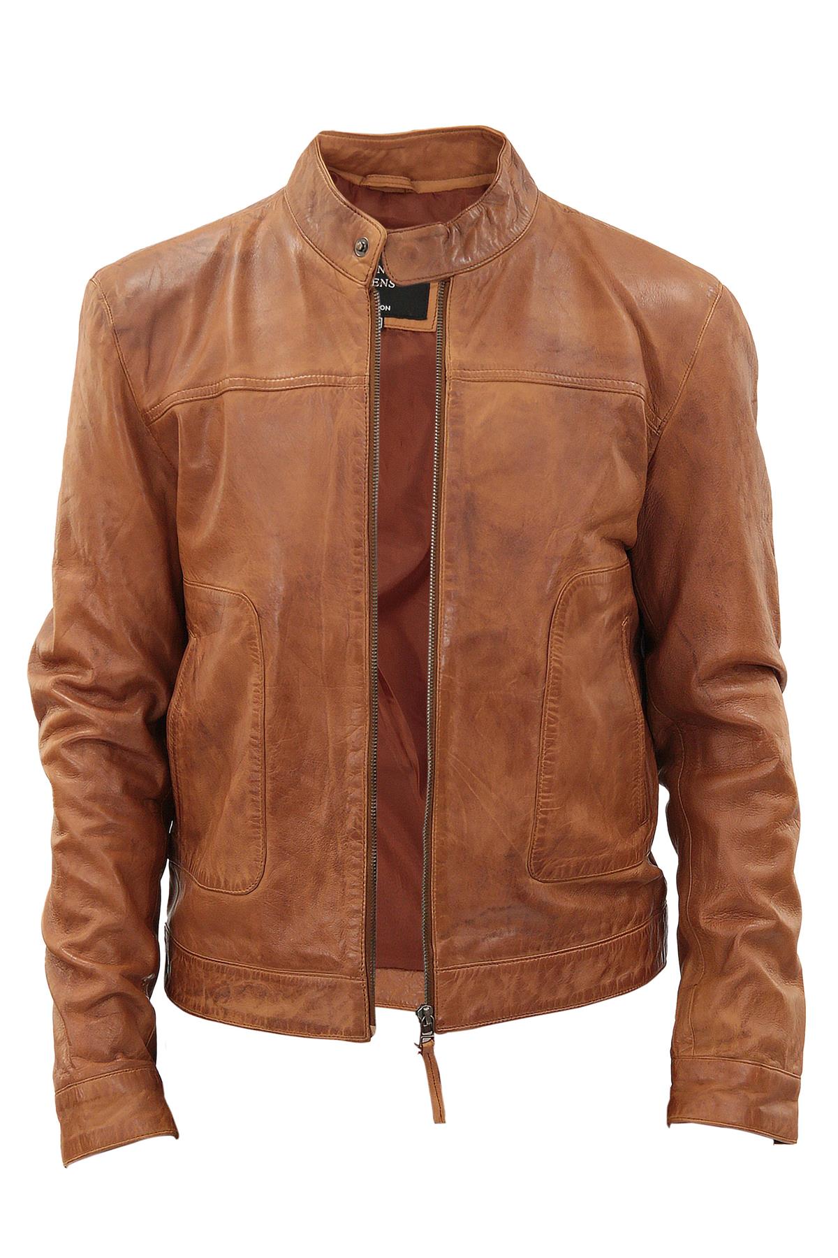 Men’s Classic Fitted Leather Biker Jacket-Austin