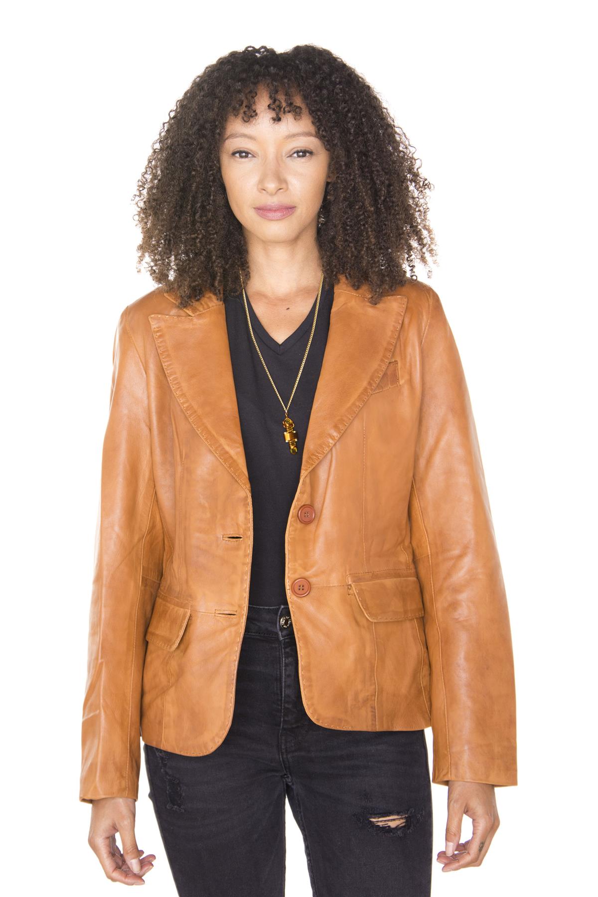 Womens Leather Blazer Jacket-Seregno