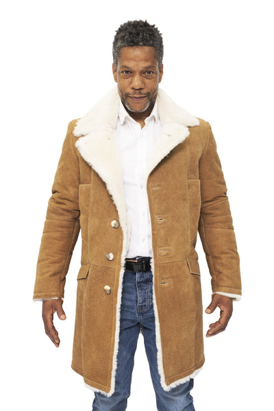 Mens Warm Sheepskin Trench Coat-Lewes