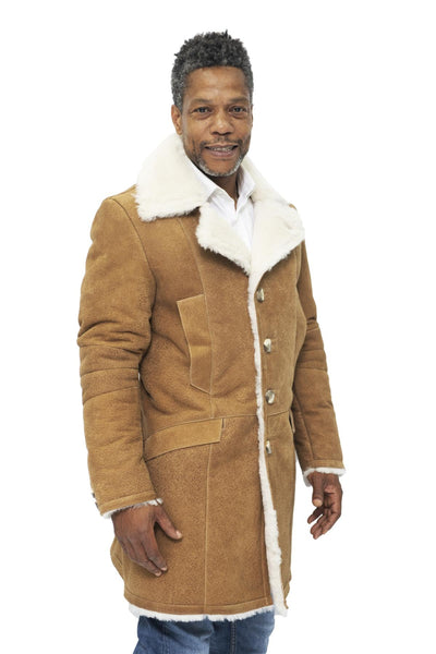 Mens Warm Sheepskin Trench Coat-Lewes