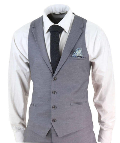 Neu Herren 3 Stück Anzug Plain Grau Klassische Maßgeschneiderte Passform Smart Casual 1920s