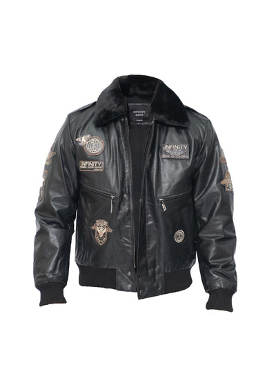 Mens Leather US Air Force Bomber Jacket-Wellington