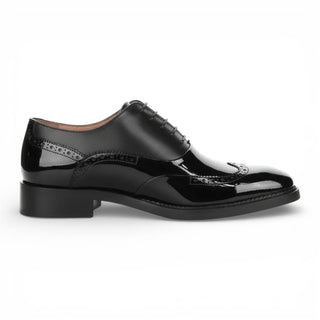 Justin Reess Men's Black Patent Leather Brogue Shoes - Harry