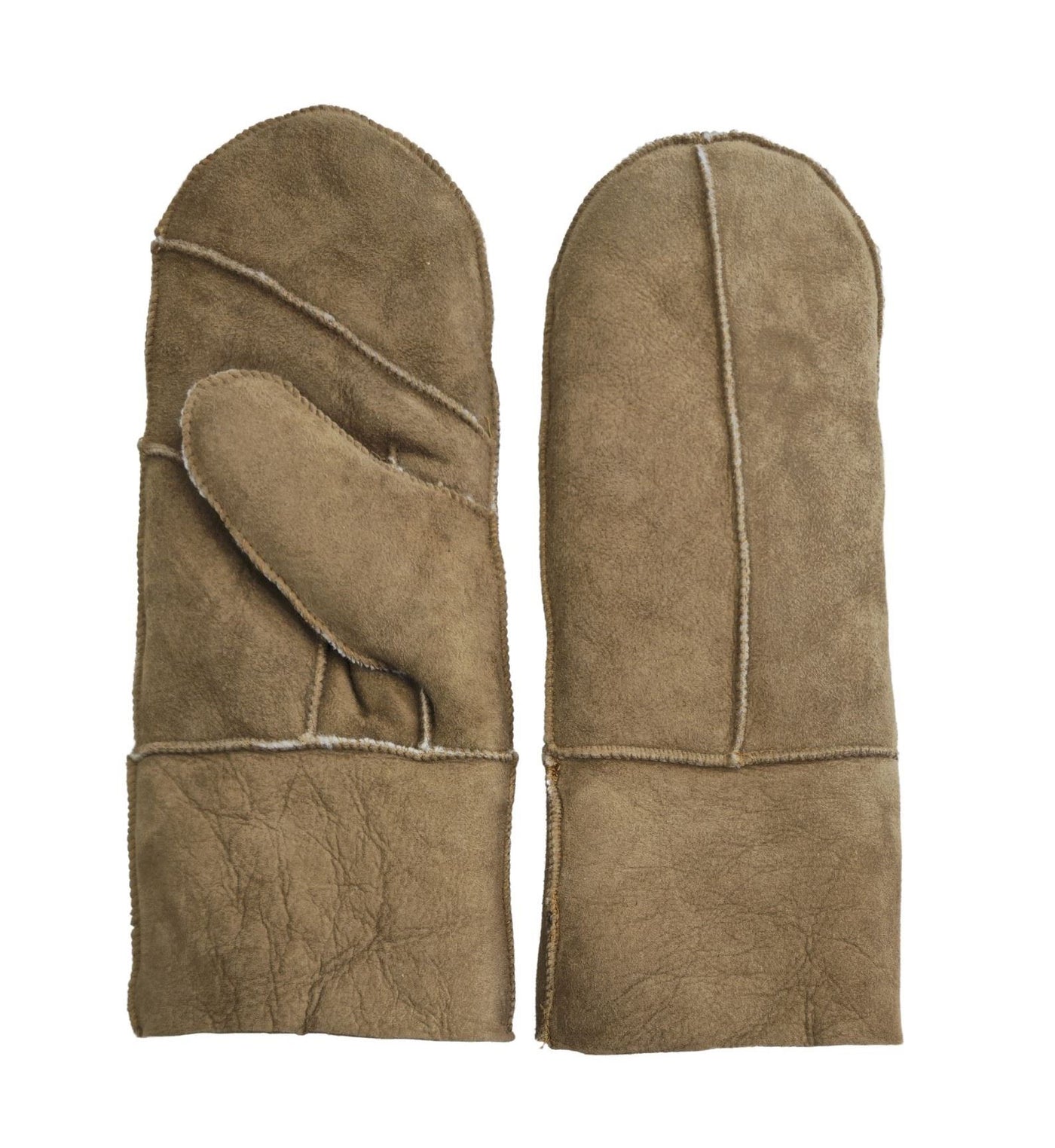 Womens Genuine Real Sheepskin Suede Mittens Warm Gloves