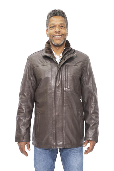 Mens Leather Mid Length Coat-Hanoi