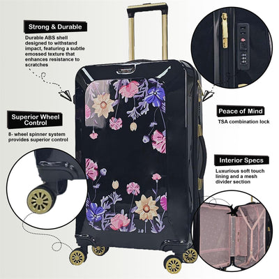 Hard Shell Flower Print Suitcase Luggage Set