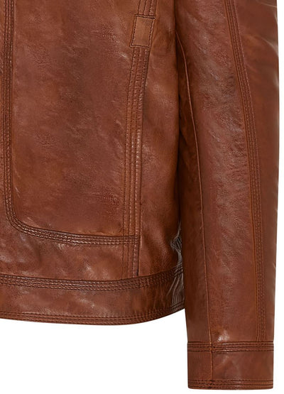 Mens Trucker Shirt Leather Jacket- Tornio