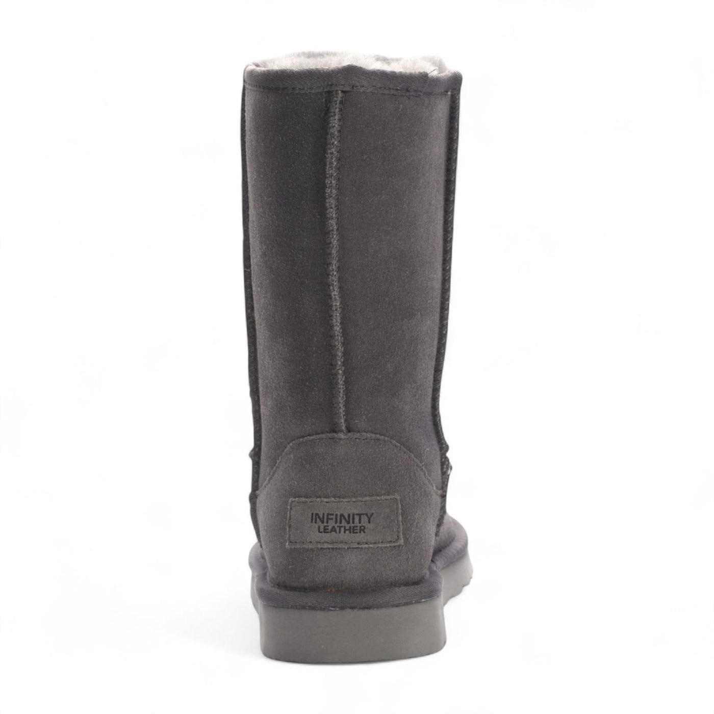 Women's Genuine Sheepskin Grey Suede Slip-On Ankle Winter Boots - Dusk
