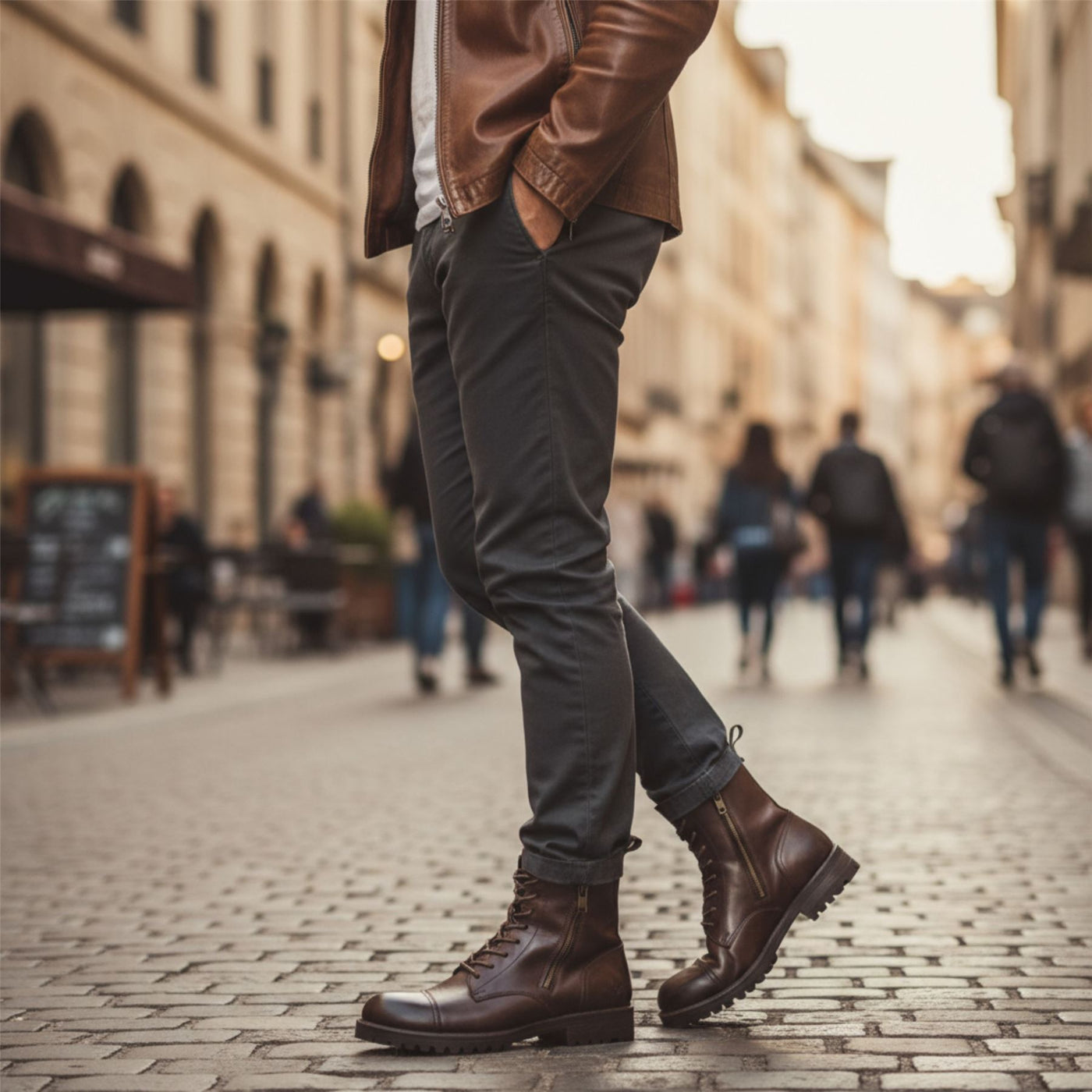 Windsorsmith Mens Marron Brown Leather Military Combat Boots - Willem