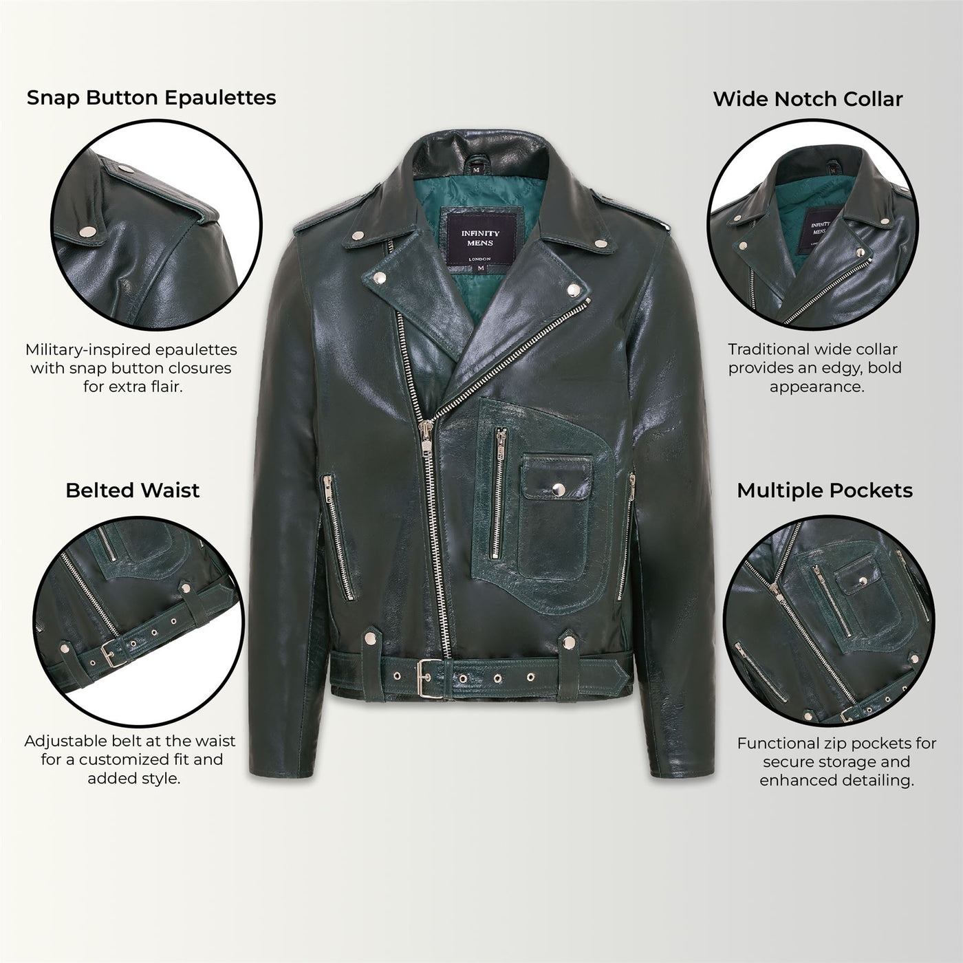 Mens Cow-Hide Biker Brando Jacket - Pargas