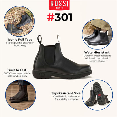 Rossi 301 Endura Black Leather Chelsea Boots